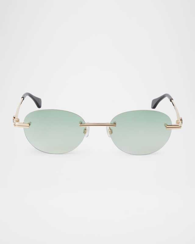 Crystal Oval Metal Sunglasses